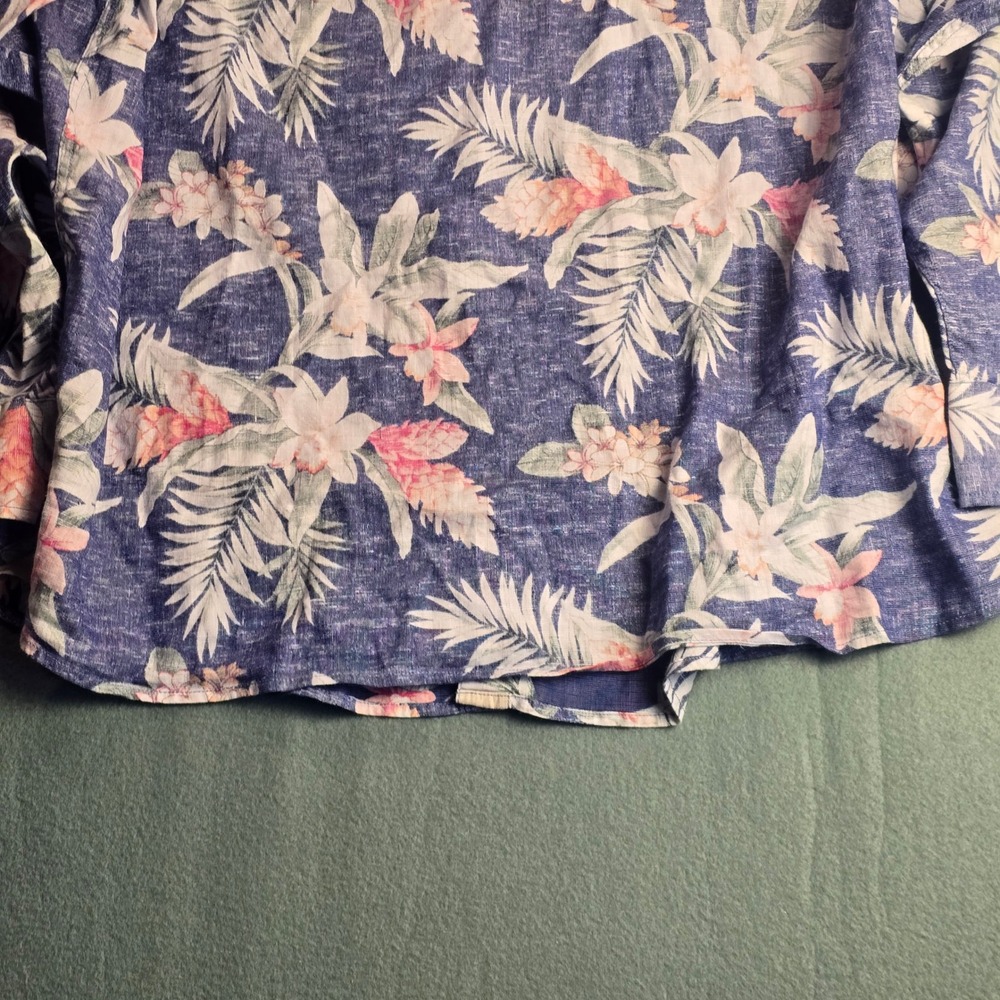 Tommy Bahama Barbados Breeze Stretch Linen Floral Shirt Blue Pink Mens 2XLB - Picture 15 of 16